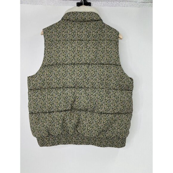 Universal Thread Womens Puffer Vest Sherpa Collar Green Micro Floral Size L - Picture 4 of 10